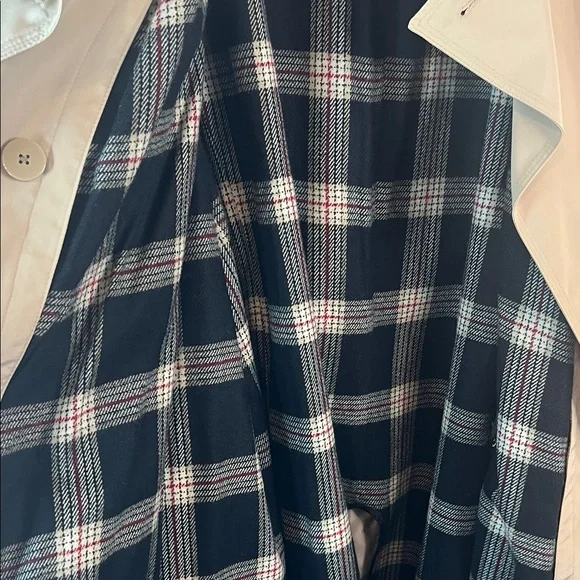 London Fog Tan Trench Coat 2X Double Breasted Belted Removable Plaid Liner Class - Picture 6 of 12